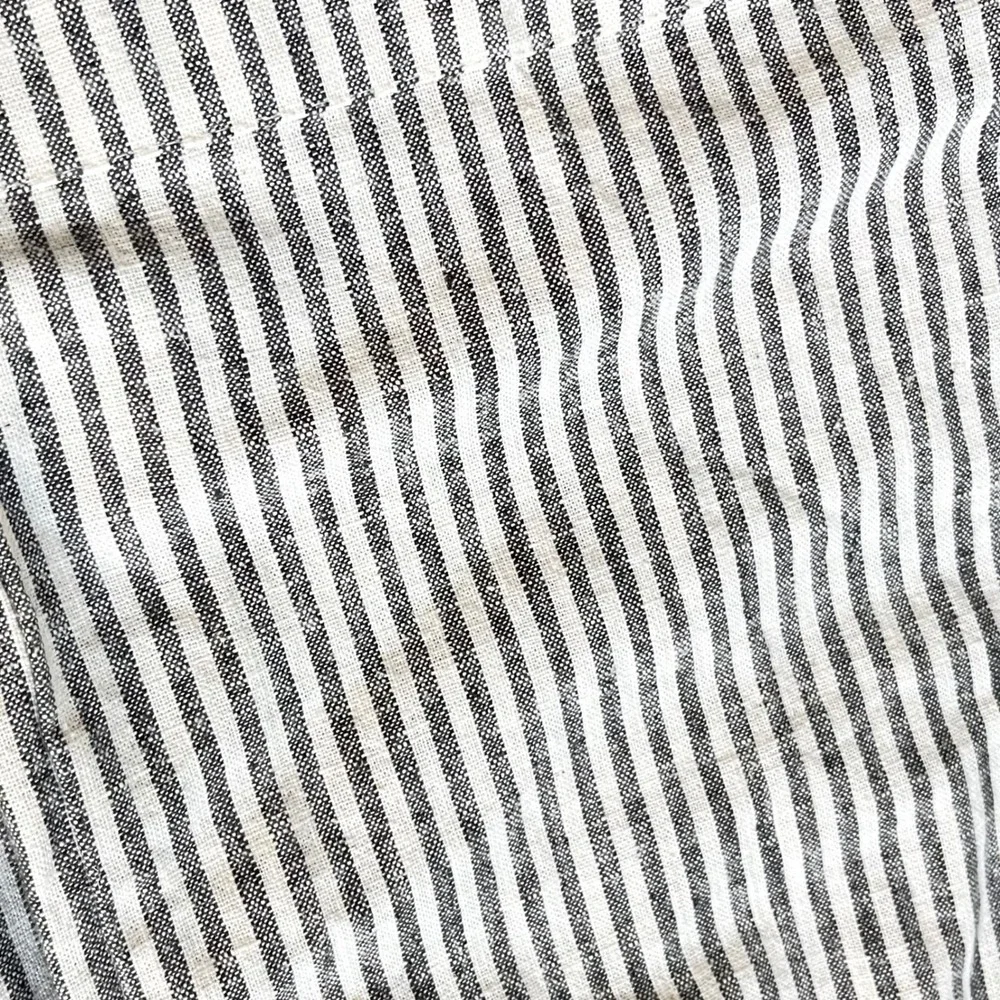 Pottery Barn Wheaton Stripe King Duvet Cover Gray White Linen Cotton Farmhouse